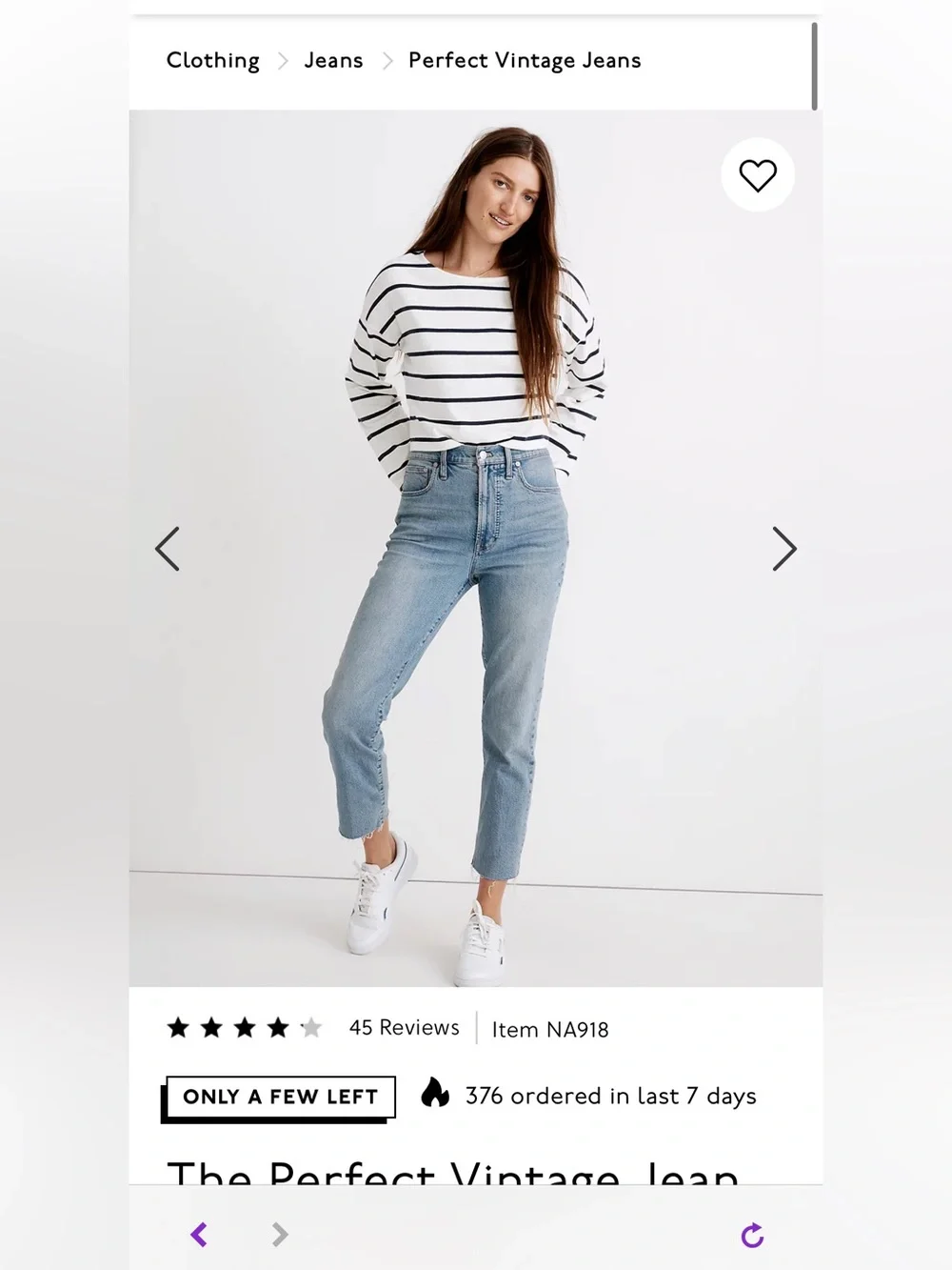 Madewell Perfect Vintage Jeans - Altered